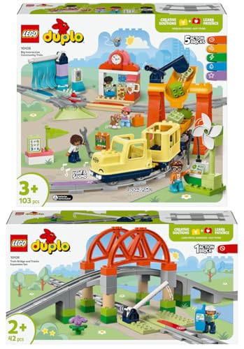 Lego DUPLO Eisenbahn Set: 10428 Große interaktive Eisenbahn & 10426 Eisenbahnbrücke und Schienen – Erweiterungsset von BRICKCOMPLETE