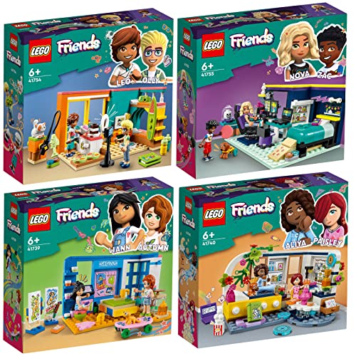 Lego Friends 4er Set: 41755 Novas Zimmer, 41754 Leos Zimmer, 41740 Aliyas Zimmer & 41739 Lianns Zimmer von BRICKCOMPLETE