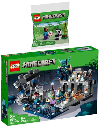 Lego Minecraft 2er Set: 21246 Das Duell in der Finsternis & 30672 Steve mit Baby-Panda von BRICKCOMPLETE