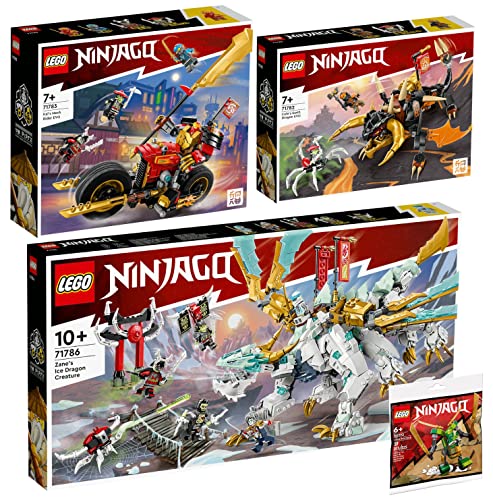 Lego Ninago 4er Set: 71786 Zanes Eisdrache, 71783 Kais Mech-Bike EVO, 71782 Coles Erddrache EVO & 30593 Lloyd Suit Mech Polybag von BRICKCOMPLETE