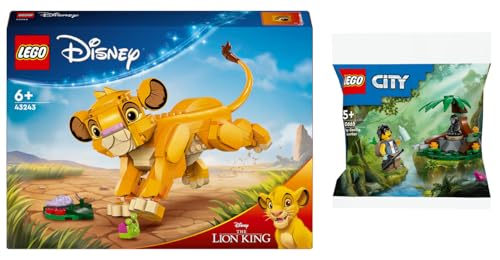 Lego Set: 43243 Simba, das Löwenjunge des Königs & 30665 Dschungelforscher mit Baby-Gorilla von BRICKCOMPLETE