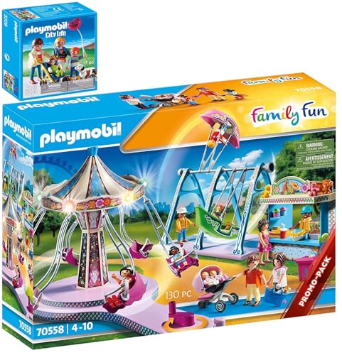 Playmobil 70558 Großer Vergnügungspark & P-3209 Familienspaziergang mit Buggy von BRICKCOMPLETE