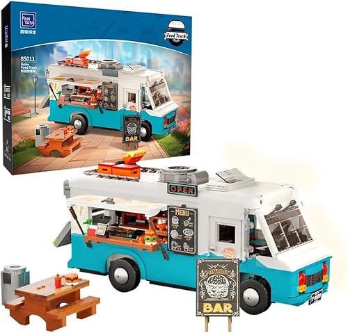 PANTASY Nostalgisches Food Truck Baukasten - Wohnmobil-Fahrzeugbau Retro Chevrolet P30 Step Van Bausatz für Jugendliche und Erwachsene, Sammlermodell Bauklötze Spielzeug von PANTASY