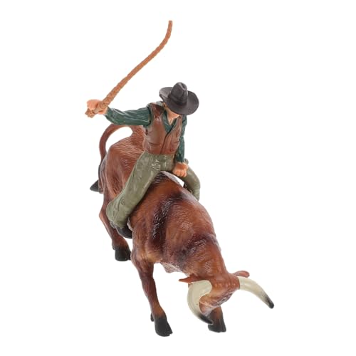 BRIGHTFUFU 1 Satz Cowboy-Modell Bullenreiter dekorative Stierstatue Stier-Action-Figur simulierte Stierstatue wohnaccessoires Kinder Cowboy Spielzeug Stierfigur realistische Tierfigur Harz von BRIGHTFUFU