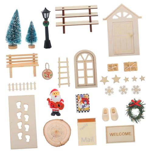 BRIGHTFUFU 1 Satz Puppenhaus-dekorationsmodell Mini-weihnachtsschmuck Weihnachtselemente Figur Schönes Miniaturmodell Dekoratives Miniaturmodell Miniatur-Ornament-kit Für Weihnachten Hölzern von BRIGHTFUFU