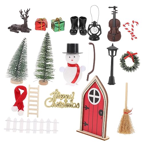 BRIGHTFUFU 1 Satz Weihnachts-Miniatur- -kit Weihnachtsbaum Geschenkboxen Miniatur-schneemannfiguren Heim-DIY-Modell Mini- Puppenhaus-miniaturmöbel Szenenlayout-dekor Mini-zubehör Holz von BRIGHTFUFU