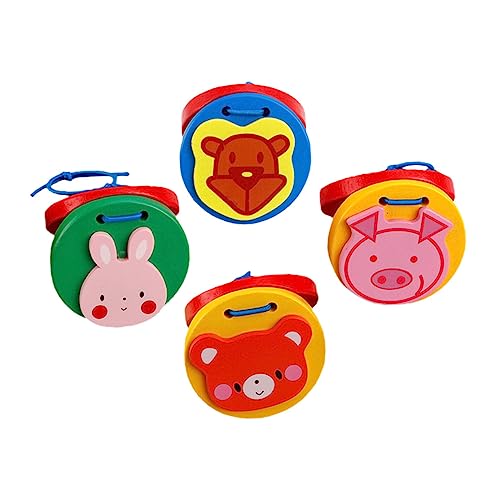 BRIGHTFUFU 1 Set 4 Stück Kastagnetten Babymusik Klangspielzeug Fingerschlaginstrument Spielzeug Für Kinder Babyinstrumente Kinderperkussion Kastagnettenklöppel Kinderspielzeug Aus von BRIGHTFUFU