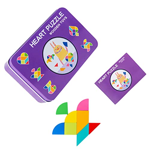 BRIGHTFUFU 1 Set Blechdose Holzpuzzle Puzzles Pädagogisches Tangram Siebenteiliges Puzzle Holz Tangram Kinderzubehör Kinderspielzeug Geometrisches Formpuzzle Bambus von BRIGHTFUFU