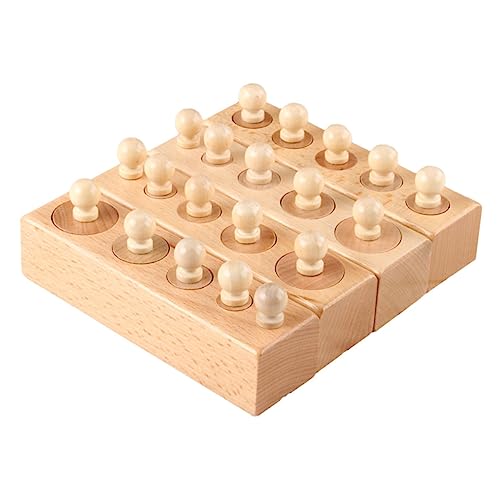 BRIGHTFUFU 1 Set Lehrmittel Kinderspielzeug Früherziehungsspielzeug Interaktives Lernspielzeug Noppenzylinder Noppenzylinder Steckdosenspielzeug Interessantes Lernspielzeug Khaki Holz von BRIGHTFUFU