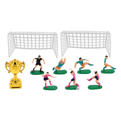 BRIGHTFUFU 1 Set Mini-trophäenmodell Für Puppenhaus, Miniatur-fußballspieler, Tornetz, Fußball-Themen-Cupcake-Dekoration, Party-kuchendekoration von BRIGHTFUFU