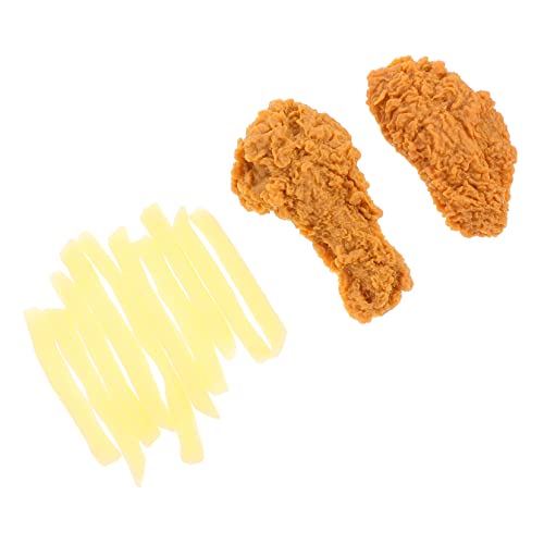 BRIGHTFUFU 1 Set Simulation Huhn Und Pommes Frites Gefälschte Frittierte Dekoration Fotografie Requisiten Künstliche Hühnerflügel Bein Künstliche Lebensmittel Pommes Frites Spiel von BRIGHTFUFU