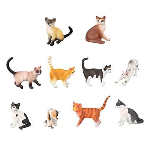 BRIGHTFUFU 10 Stück Katzenspielzeug Für Kinder Dekorative Katzenstatuen Aus Polyresin Tierfiguren Für Die Kreative Raumgestaltung Gefälschte Katzendekorationen von BRIGHTFUFU