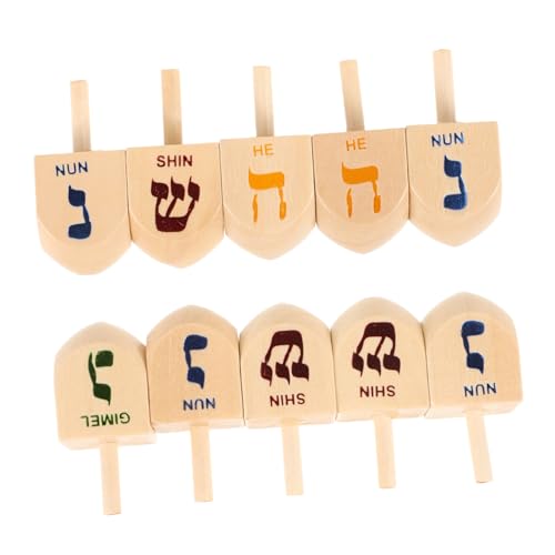 BRIGHTFUFU 10 Stück Teiliges Holz Dreidel Set Hanukkah Dreidel Mini mit Englischer Transliteration Lustiges Chanukka Holzspielzeug für Festliche Hanukkah Partydeko und Mitgebsel BRIGHTFUFU 10 Stück Teiliges Holz Dreidel Set Hanukkah Dreidel Mini mit Englischer Transliteration Lustiges Chanukka Holzspielzeug für Festliche Hanukkah Partydeko und Mitgebsel von BRIGHTFUFU