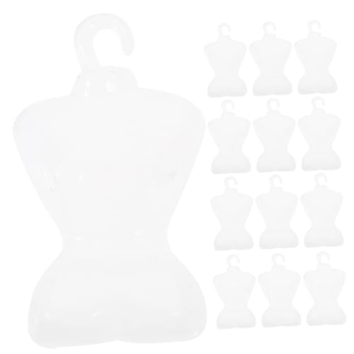 BRIGHTFUFU 100st Puppenaufhänger Puppenkleidstützen Puppenschrank Kleiderbügel Puppenhaus Kleiderbügel Zubehör Mini-Mannequin-aufhänger Puppenkleiderhalter Puppenzubehör Transparent von BRIGHTFUFU