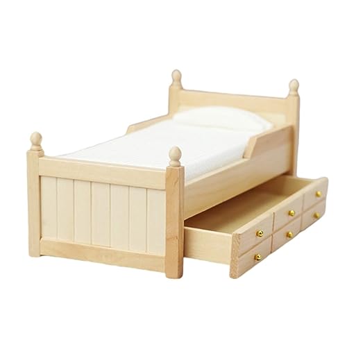 BRIGHTFUFU 12 Doll House Zubehör Bett Für Schlafzimmer Dekoration Kleine Deko Für Puppenhaus öbel Set von BRIGHTFUFU