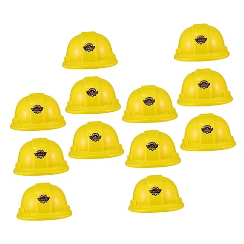 BRIGHTFUFU 12pcs Kinder Bau Hut Spielzeug Gebäude Dress up Hüte Thema Favor Caps Gelb Kinder Bau Hut Kunststoff von BRIGHTFUFU