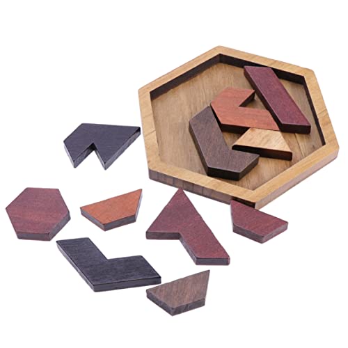 BRIGHTFUFU 12 Teiliges Holzpuzzle Set Sechseckige Tangram Legespiele Für Kreatives Denkspiel Und Gehirnspielzeug Für Kleine Entdecker von BRIGHTFUFU