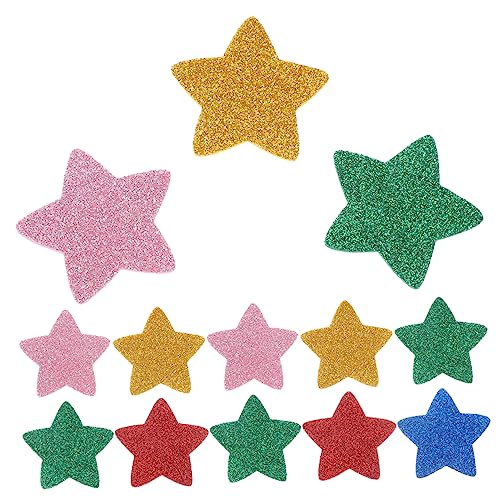 BRIGHTFUFU 15 Stück Glitzer Aufkleber Light licht geschenkpäckchen deko stickerbögen leicht Klebepflaster Stern Sternaufkleber Selbstklebender Stern Glitzer-Schaumstoff-Aufkleber -Schaum von BRIGHTFUFU