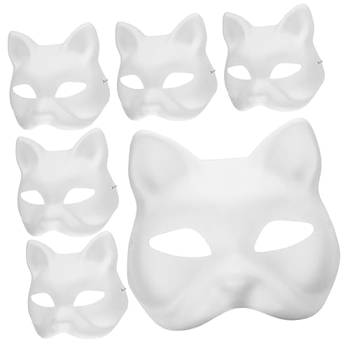 BRIGHTFUFU 16 Stück Leere Masken Aus Zellstoff Weiße Masken DIY Masken Männer Und Frauenmasken Halloween Kostüme Schlafmasken Für Herren Tiermasken Halb Masken Katzen von BRIGHTFUFU