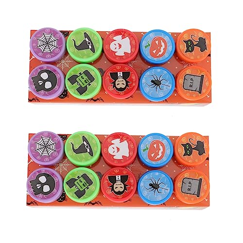 BRIGHTFUFU 2 Boxen Halloween Stempel Für Kinder Halloween Siegelspielzeug Verschiedene Spielzeuge Halloween Süßes Oder Saures Spielzeug Halloween Tintenstrumpffüller Leckereien von BRIGHTFUFU