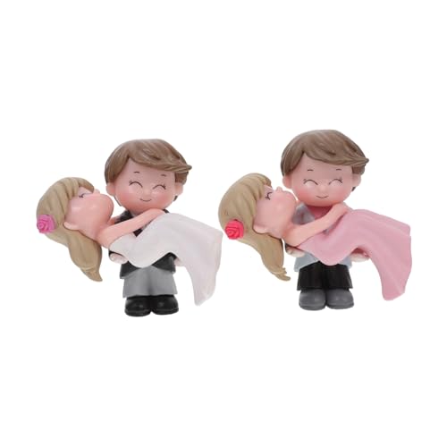 BRIGHTFUFU 2 Paar Prinzessin Umarmungspaar Hochzeit Cupcake-topper Zum Geburtstag Autos Cupcake Topper Süßes Pärchen Paar Statuen Kuchenverzierung Menschen Figur Kuchen Verzieren Dekor Vinyl von BRIGHTFUFU