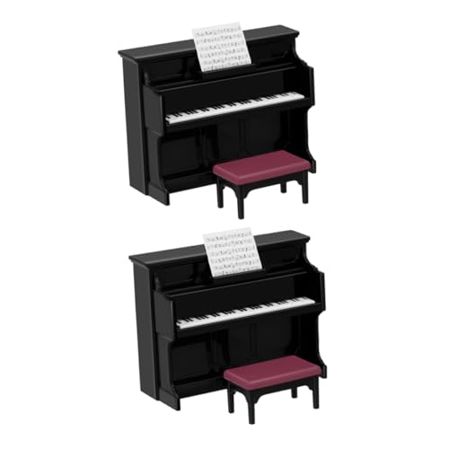 BRIGHTFUFU 2 Sätze Kinderspielzeug Miniaturklavier Mit Stuhl Winziges Klavier Miniatur-puppenhausklavier Puppenhaus-Piano-Modell Miniatur-klavierfigur 1:12 Miniaturklavier Black Plastik von BRIGHTFUFU