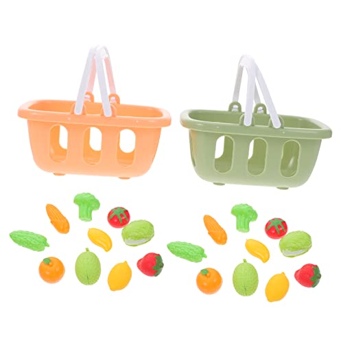 BRIGHTFUFU 2 Sets Mini Einkaufsbaskets Mit Künstlichem Gemü Und Obst Handheld Körbe Für Für Rollenspiele 22 Teilig Und Perfekt Für Das Puppenhaus Und Lernspiele von BRIGHTFUFU