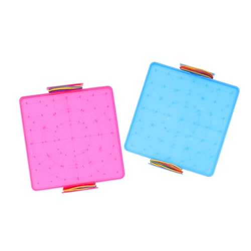 BRIGHTFUFU Geoboard für Kinder 14 cm 16 cm doppelseitige Mathe-Geoboards Blöcke Bänder pädagogisches Lernspielzeug Rosa/Blau von BRIGHTFUFU