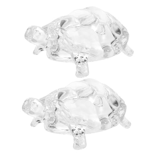 BRIGHTFUFU Handgefertigte Schildkrötenfiguren Aus Glas 2 Stück Schildkrötenstatue Schreibtischdekor für Reichtum und Positive Energie von BRIGHTFUFU