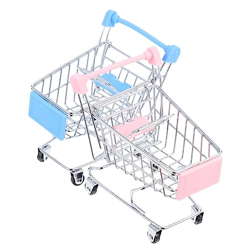 BRIGHTFUFU 2 Stück Mini Einkaufswagen Modelle Kreativer Handwagen Für Den Supermarkt Kompakt Und Leicht Ideal Für Kleine Einkäufe Und Transport Vielseitig Einsetzbar von BRIGHTFUFU