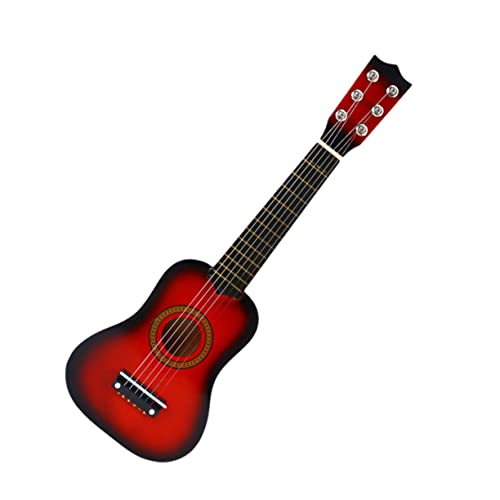 BRIGHTFUFU 23 Gitarre Gitarrenspielzeug Tragbare Gitarre Holzgitarre Hölzern Rot von BRIGHTFUFU