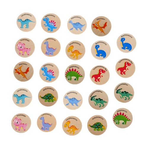 BRIGHTFUFU 24 Stück Kinder-Dinosaurier-Spielzeug, Tier-Memory-Matching-Spiel, Memory-Matching-Spiel, Dinosaurier-Matching-Spiel, Dinosaurier-Memory-Spiel, Holz-Matching-Spiel von BRIGHTFUFU