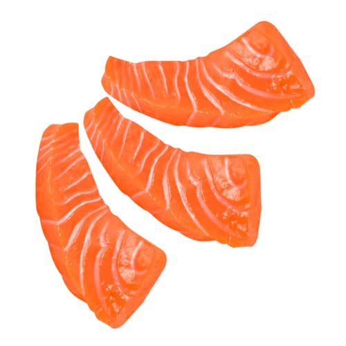 BRIGHTFUFU 3 Stück Künstlicher Lachs, Künstliche Lachsscheiben, Simulation Lebensechter Fisch, Fleisch, Lebensmittel, Modell Für Die Küche Zu Hause von BRIGHTFUFU