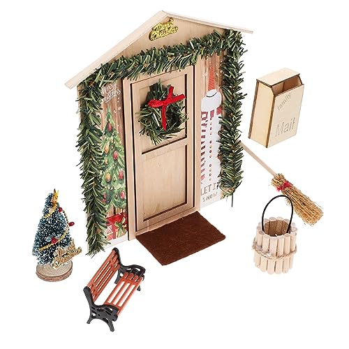 BRIGHTFUFU 36 Teiliges Set Weihnachtsdeko Für Puppenhaus Miniatur Türszene Modell Requisiten Für Festliche Atmosphäre Im House Holzfarbenes Puppenhaus Zubehör von BRIGHTFUFU