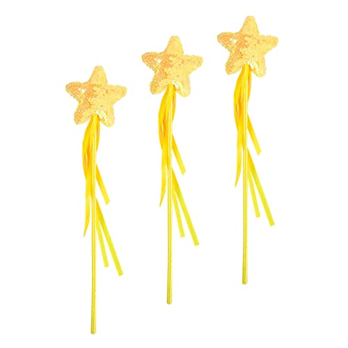 BRIGHTFUFU 3St Zauberstab heeloween Fairy Wand Fantasie Spielzeug kinderspielzeug spielsachen sternförmige Feenstäbe Sternstäbe für Mädchen Feenstab für Kinder Neuheit Feenstab Stoff Yellow von BRIGHTFUFU