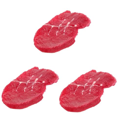 BRIGHTFUFU 3st Steakimitat Künstliches Steakdekor Künstliche Steakverzierung Realistisches Essen Lebensechtes Rindfleisch Food-Foto-Requisiten Küche Realistische Steak-Requisite Steaks Harz von BRIGHTFUFU