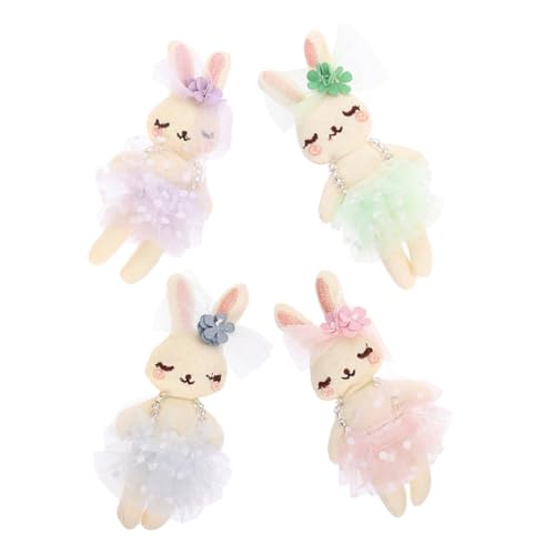 BRIGHTFUFU 4 Stück Hasenpuppe Puppenkopfschmuck Accessoires Hase Plüschtiere Hase Plüschhase Kuscheltier Kuschelhase Plüsch Kuschelhase Osterhase Figur Stoff von BRIGHTFUFU