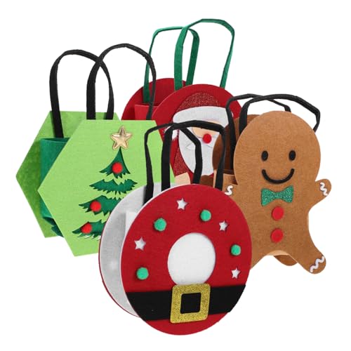 BRIGHTFUFU 4 Stück weihnachtsgeschenk puppe taschen Tasche für Weihnachtsgeschenke Geschenktüten groß weihnachtsmotiv christmas tree Tragetaschen aus Filz große Geschenktüten gefühlt von BRIGHTFUFU