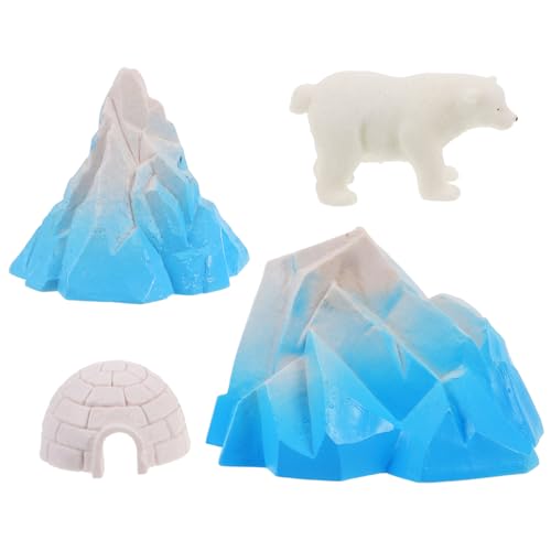 BRIGHTFUFU 4 Stücke Mini Realistische Modell Polar Tiere Figuren Schnee Spielzeug Für Kinder Lebensechte Landschaft Decor von BRIGHTFUFU