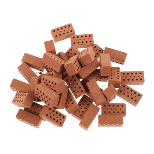 BRIGHTFUFU 40st Puppenhaussteine Kleine Ziegelsteine Miniatur-ziegelstein Bastelsteine Sandtisch-Ziegel-Modelle Gartenzubehör Feengarten Zubehör Miniaturszenenmodelle Ton Light Brown von BRIGHTFUFU