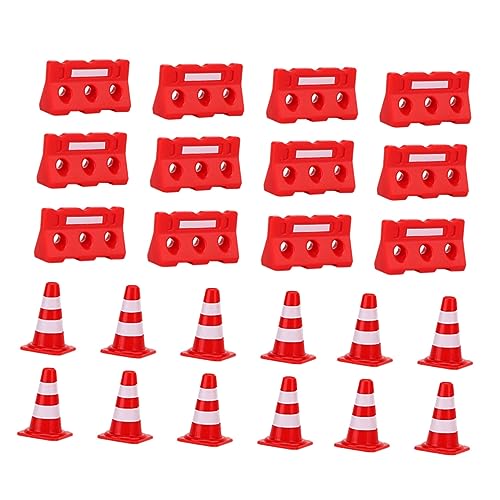 BRIGHTFUFU 48 Stück Straßenschild Barrikade Verkehrszäune Magnetische Fliesen Straßensperren Rätsel Konstruktionsspielzeug Mini Road Cone Plastik von BRIGHTFUFU