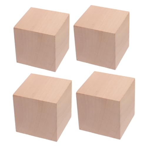 BRIGHTFUFU 4Pcs Bausteine ​​Lehrmittel für unfertige Leere Holzklötze Sortierwürfel unfertige Holzwürfel holzklötze Mini-Holzblöcke Würfel zählen hölzern Khaki von BRIGHTFUFU