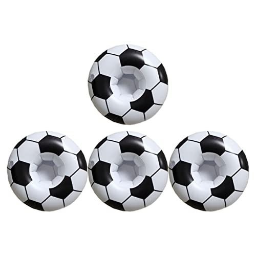 BRIGHTFUFU 4er Set Aufblasbare Getränkebecher Halter Für Strandpartys PVC Fußball Design Schwimmende Cup Holder Für Pool Und Beach Aktivitäten Ideal Als Für Feiern von BRIGHTFUFU