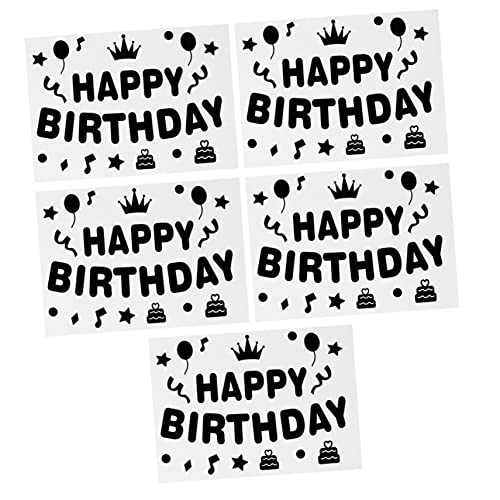 BRIGHTFUFU 5 Stück Alles zum Geburtstag Aufkleber wandsticker tapetenablöser geburtstagsdekorationen Wand Stickers Planer Geburtstagsaufkleber wandaufkleber schmuck Plastik Black von BRIGHTFUFU