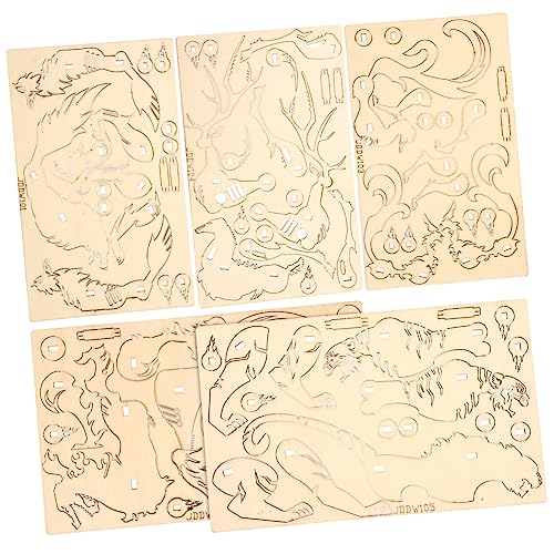 BRIGHTFUFU 5 Stück Teiliges Holzpuzzle Tier Modell DIY Puzzle für Sichere Holzmaterialien Leicht Langlebig Kreative Tierfiguren BRIGHTFUFU 5 Stück Teiliges Holzpuzzle Tier Modell DIY Puzzle für Sichere Holzmaterialien Leicht Langlebig Kreative Tierfiguren von BRIGHTFUFU