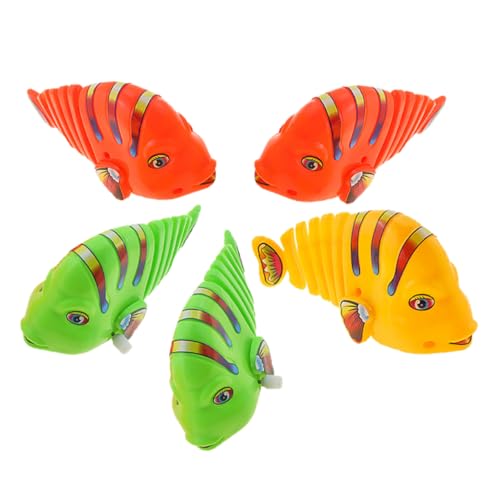 BRIGHTFUFU 5pcs Uhrwerk Schwingung Cartoon Fischspielzeug Plastik Aufwickel Fischspielzeug Kinder Wind-up Wiggle Fisch von BRIGHTFUFU