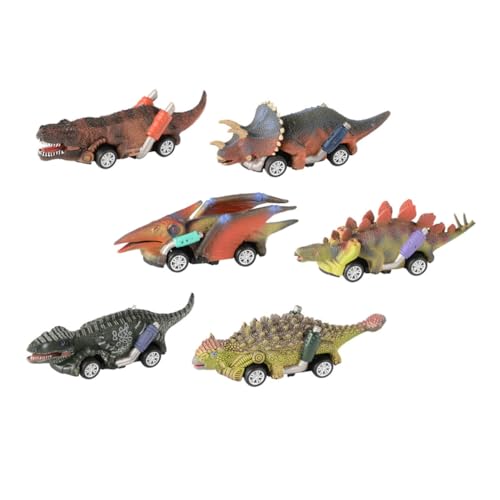 BRIGHTFUFU 6 Stück Dinosaurier Spielzeugauto Bagger Spielzeugauto Spielzeug Für Kinder Kinder Cartoon Autos Dinosaurier Auto Kinder Spielzeug Rückseitenautos Dinosaurier Spielzeug von BRIGHTFUFU