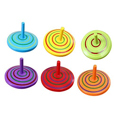 BRIGHTFUFU 6 Stück Holzkreisel Für Kinder Gyroskop Dreidel Kinderkreisel Kreisel Für Kinder Kreisel Für Kinder Bemalte Holzkreisel Für Kinder Holzkreisel Für Kinder Drehbare Kreisel von BRIGHTFUFU