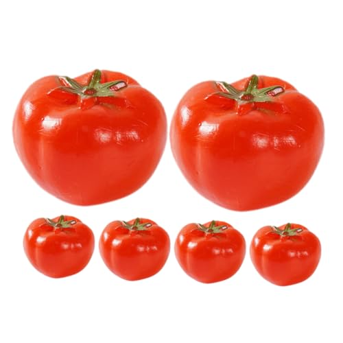 BRIGHTFUFU 6 Stück Lebensechte Tomatenverzierungen, Falsche Tomaten-Requisiten, Künstliche Mini-Tomaten, Desktop-Dekorationen von BRIGHTFUFU