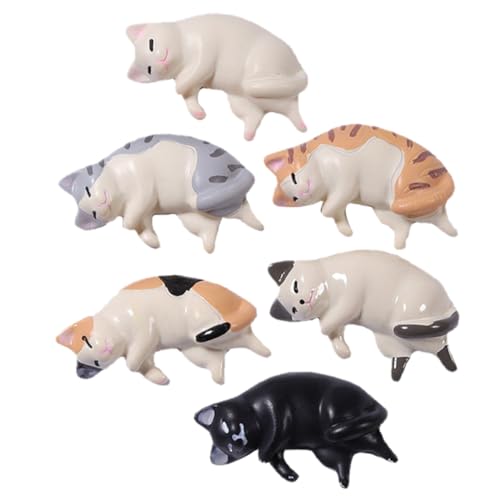 BRIGHTFUFU 6 Stück Miniatur Katzenfiguren Kleine Katzenstatuen Für Mikro Landschaften Niedliche Katzen Deko Für Geburtstagsfeiern Und Für Katzenliebhaber von BRIGHTFUFU